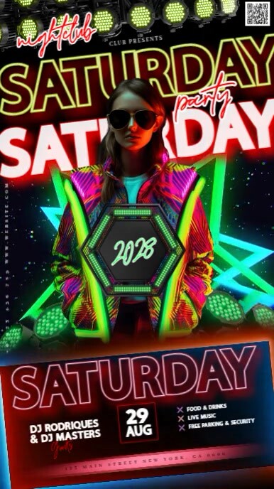 Club Glow Party Event Ad Video Design Template Instagram Story