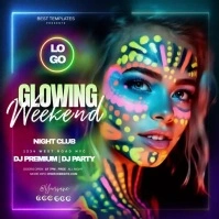 club GLOWING party flyer psd free download Persegi (1:1) template