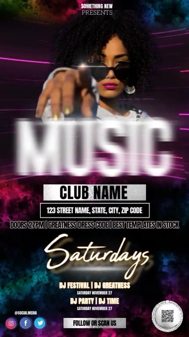 club music party ad Instagram story post template