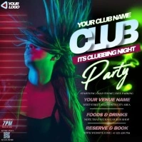 club neon party night Square (1:1) template