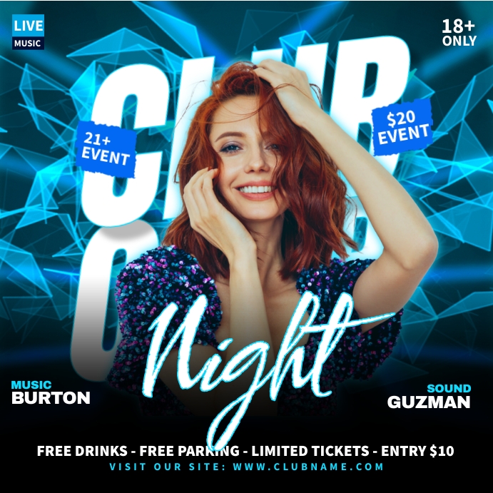 Club Night Party Flyer Publicação no Instagram template