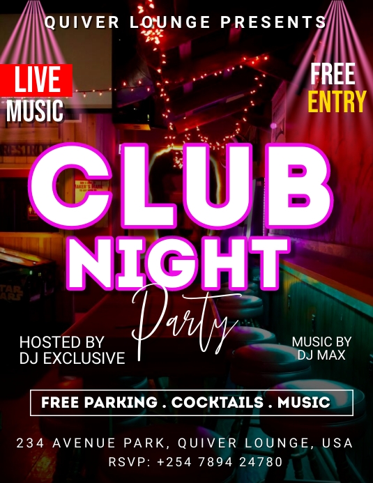Plantilla de Club night party Template | PosterMyWall