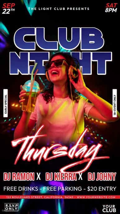 Club Night Thursday Video Instagram Story template