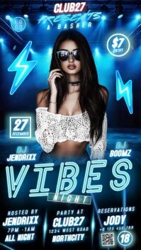 Club Party Ad Blue Digital Design Template Instagram na Kuwento