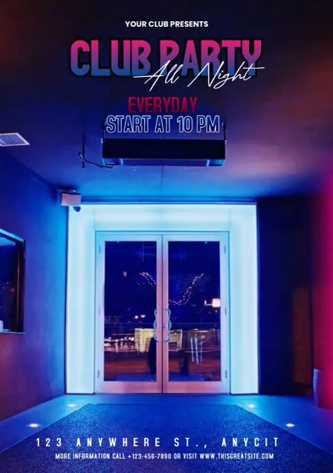 Club Party All night Template | PosterMyWall