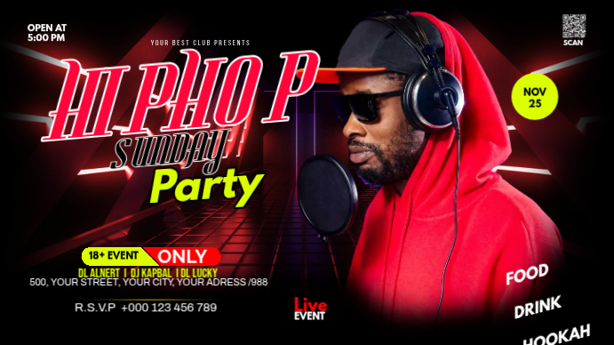 Club Party YouTube Thumbnail Template | PosterMyWall