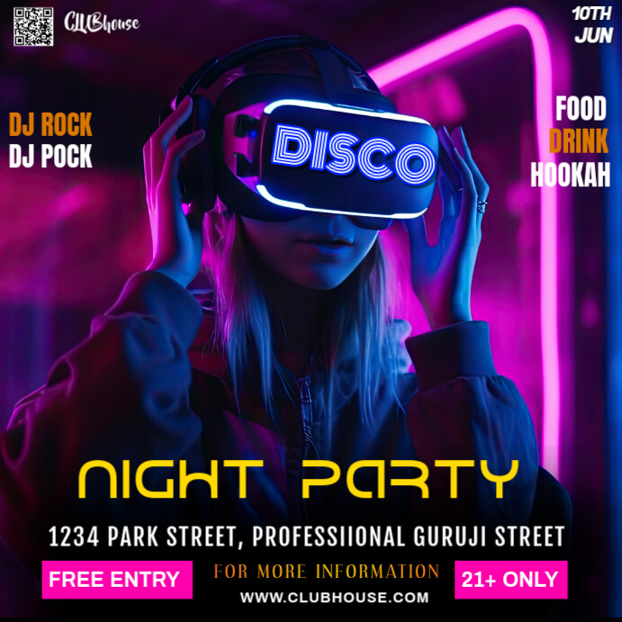 Club Party Digital Square Template | PosterMyWall