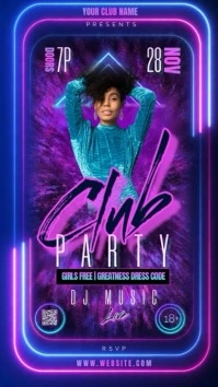 club party event ad Affichage numérique (9:16) template