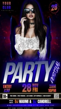 Club Party Event Ad Instagram Story post Design Template