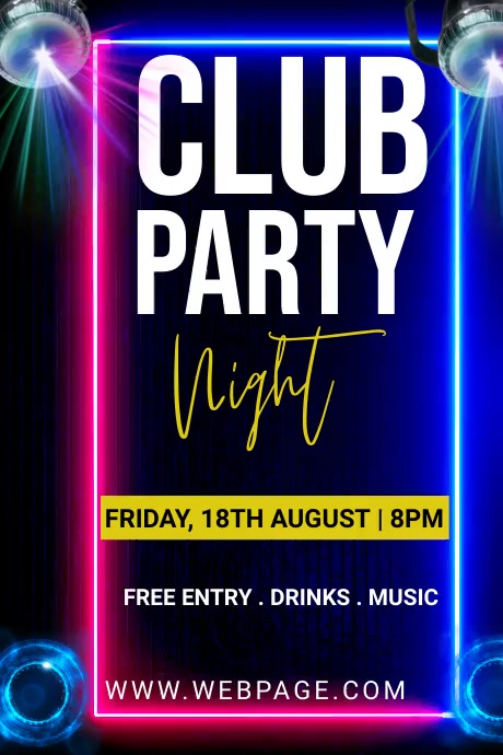 CLUB PARTY NIGHT Template | PosterMyWall