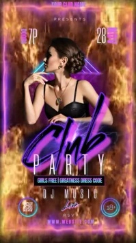 Club party video design ads Pantalla Digital (9:16) template