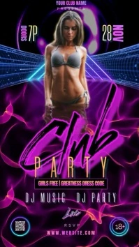 Club party video design ads Digital Display (9:16) template