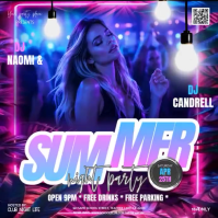 Club Summer Night Party Square Video Quadrat (1:1) template