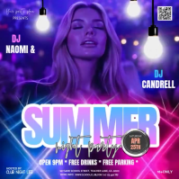 Club Summer Night Party Square Video Cuadrado (1:1) template