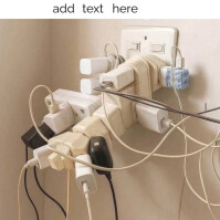 Cluttered Power Strip with Multiple Adapters and Cables Instagram Post template