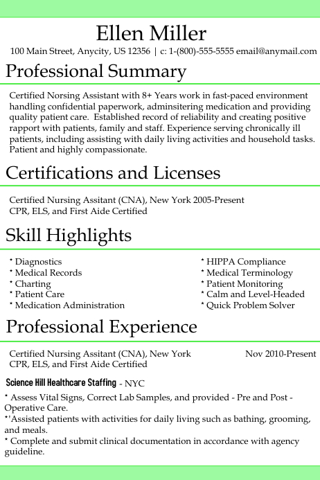 CNA Resume Template CNA Resume Template
