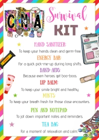 Cna Survival Kit Tag, EDITABLE CNA Survival K A6 template