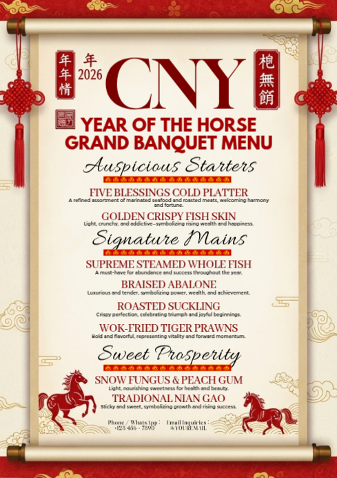 CNY Grand Banquet Menu Template | PosterMyWall