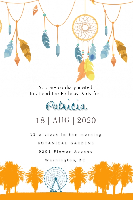 Coachella Birthday Invitation Poster template