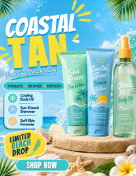 Coastal Tan Beach Glow Promo Flyer (Letter pang-US) template