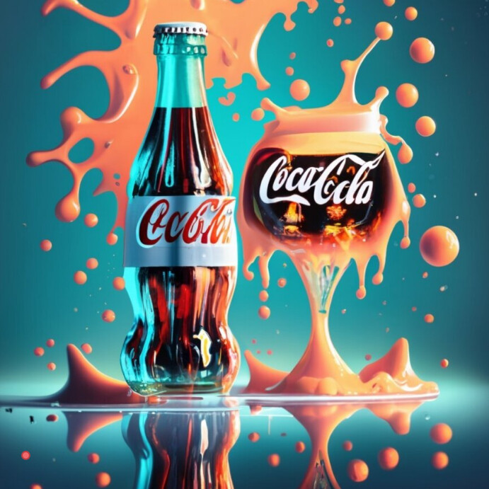 Coco Cola Front View Coca cola bottle and glass cup splash design Template | PosterMyWall