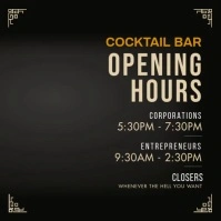 Cocktail bar hours of operation video สี่เหลี่ยมจัตุรัส (1:1) template