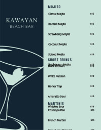 Green Beach Bar Cocktail Menu Template Flyer (US Letter)