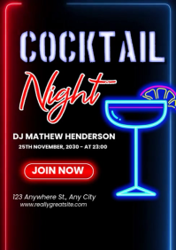 Cocktail Club Drink Party Night A4 template