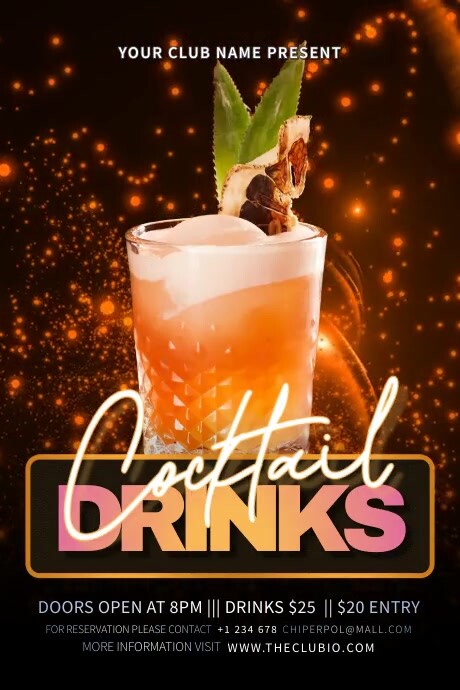 Cocktail Drinks Poster template