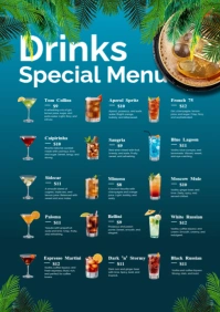 Cocktail drinks menu A5 template