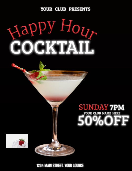 Cocktail flyer Folheto (US Letter) template