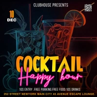 Cocktail happy hour Logótipo template