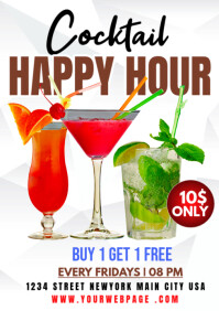 cocktail happy hour A4 template