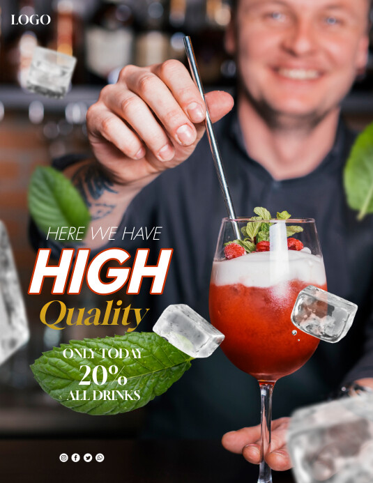 COCKTAIL HAPPY HOUR FLYER POSTER TEMPLATE PosterMyWall