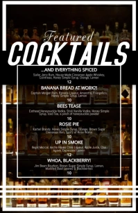 cocktail list featured menu 2 Demi-page de format Wide template