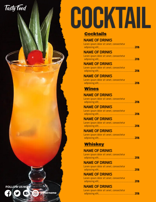 Copy of Cocktail Menu Ads | PosterMyWall