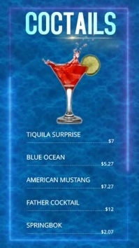 Cocktail Menu Design Inspiration 数字显示屏 (9:16) template