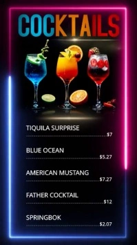Cocktail Menu Design Inspiration Affichage numérique (9:16) template