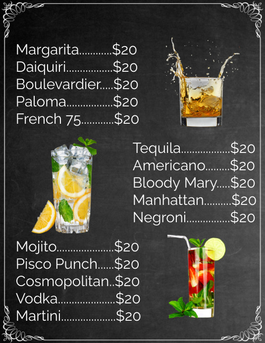 Copy of cocktail menu | PosterMyWall