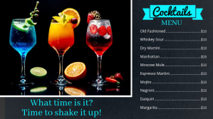 Black Cocktail Menu Digital Display Template