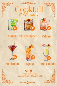 Cocktail menu Pinterest Graphic template