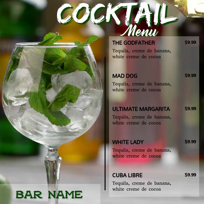 COCKTAIL MENU Carré (1:1) template