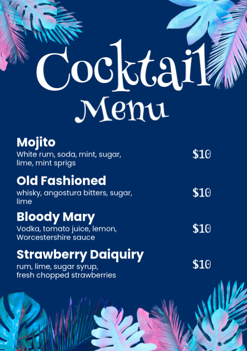 Cocktail Menu Template | PosterMyWall