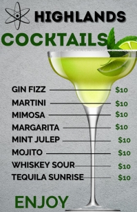 Cocktail Menu Tabloid template