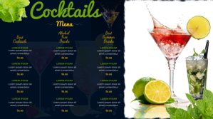 cocktail menu Цифровой дисплей (16 : 9) template