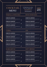 Cocktail menu roaring 20s menu template desig A4