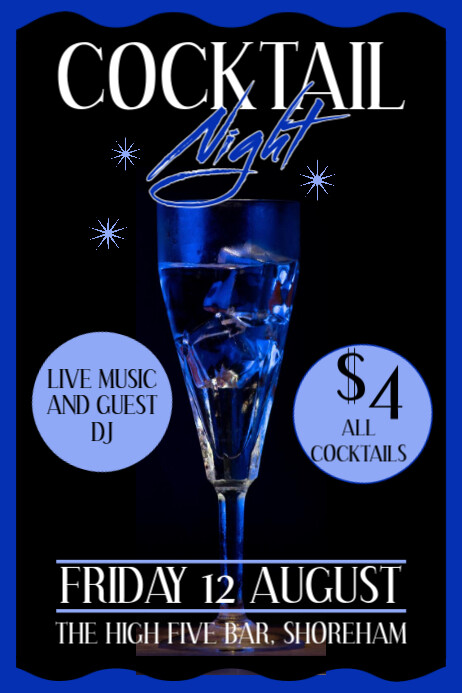 Cocktail Night Party Bar Poster Ad - Printable Template Plakkaat