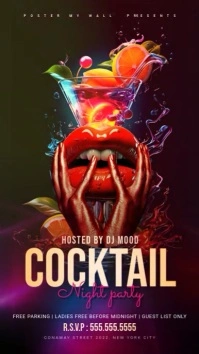 Cocktail Night Party เรื่องราวบน Instagram template