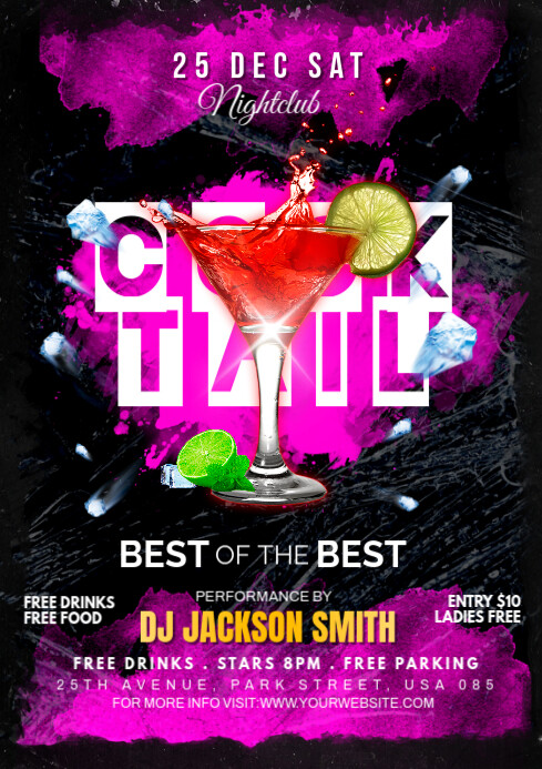 Cocktail Night Party event Template | PosterMyWall