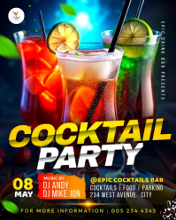 Cocktail Party coctails night club drink bar lounge event motion graphics text animation poster back Instagram Portrait template